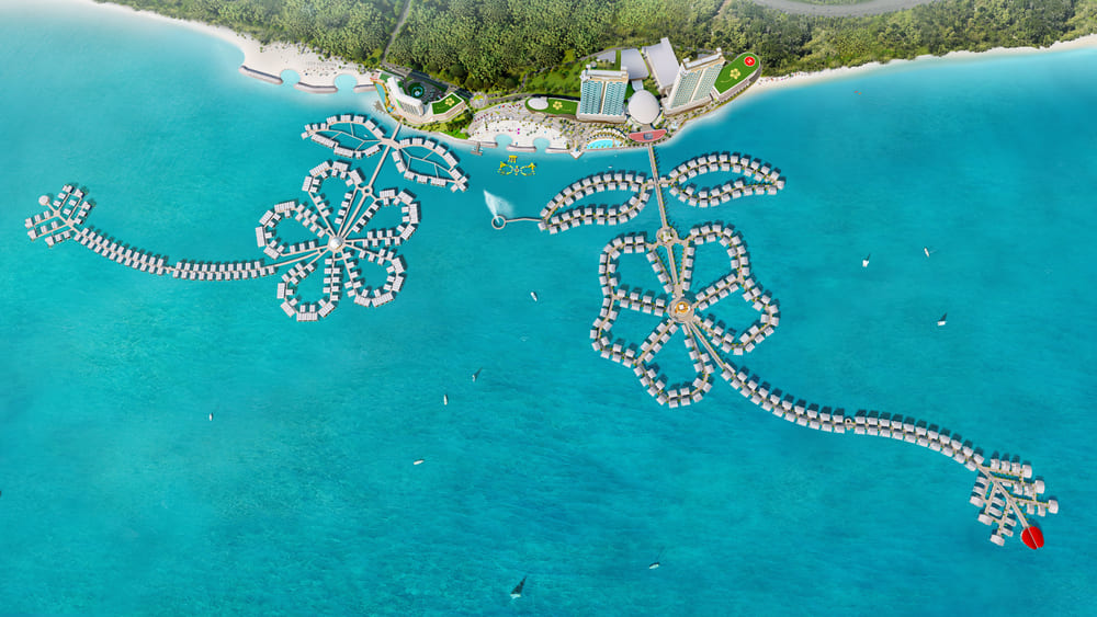 Aerial artist impression of Lexis Hibiscus 2 resort, Port Dickson
