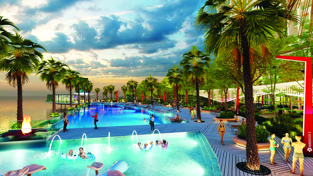 Artist impression of the resort pool at Lexis Hibiscus 2
